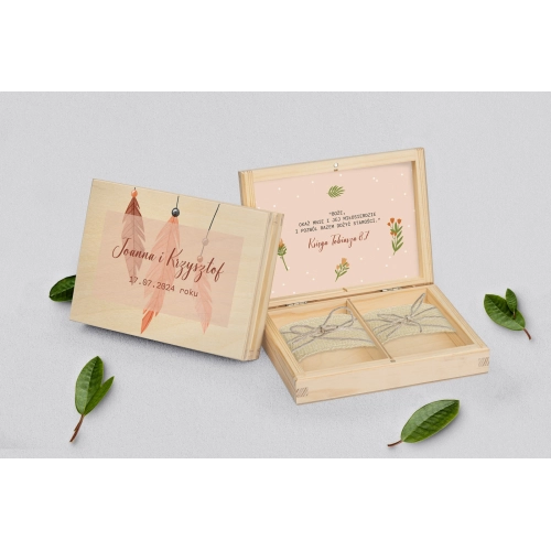 Pudełko na obrączki prostokątne naturalne - Butterflies - Motyw 1