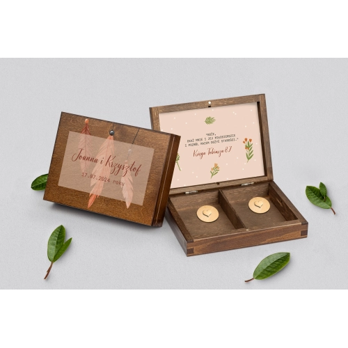 Pudełko na obrączki prostokątne brązowe - Butterflies - Motyw 1