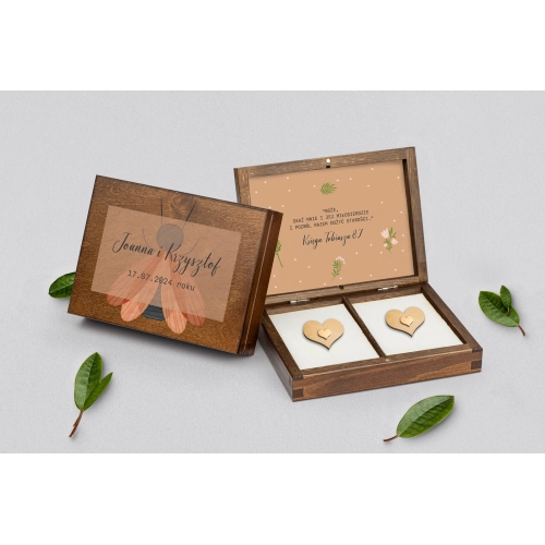 Pudełko na obrączki prostokątne brązowe - Butterflies - Motyw 2