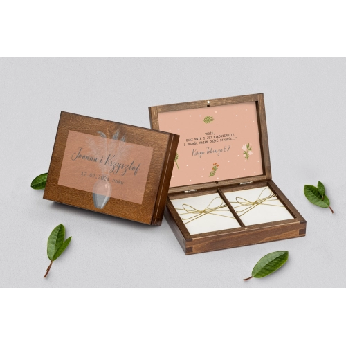 Pudełko na obrączki prostokątne brązowe - Butterflies - Motyw 4