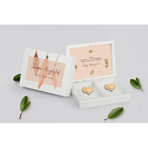 Pudełko na obrączki prostokątne białe - Butterflies - Motyw 1