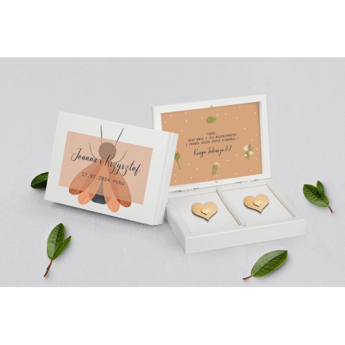 Pudełko na obrączki prostokątne białe - Butterflies - Motyw 2