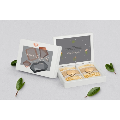 Pudełko na obrączki prostokątne białe - Butterflies - Motyw 3