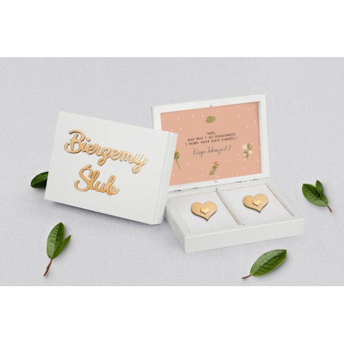 Pudełko na obrączki prostokątne białe - Butterflies - Motyw 4