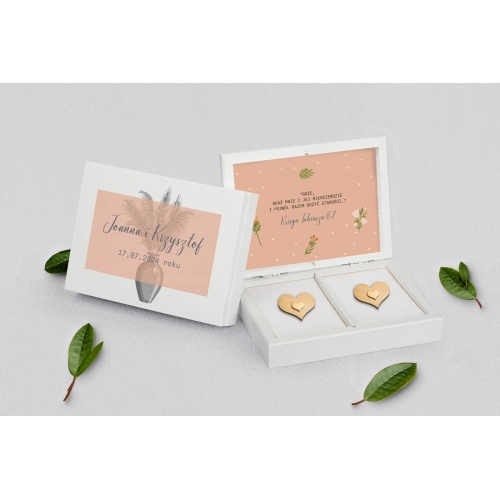 Pudełko na obrączki prostokątne białe - Butterflies - Motyw 4