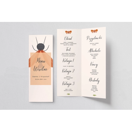 Menu Weselne Butterflies - Motyw 2
