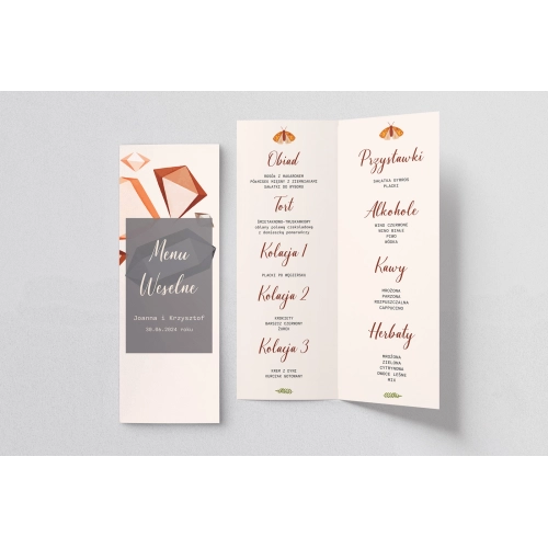Menu Weselne Butterflies - Motyw 3