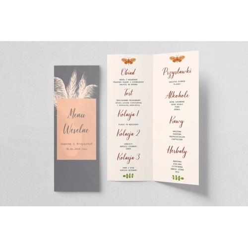Menu Weselne Butterflies - Motyw 4