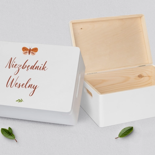 Koszyczek ratunkowy weselny biały - Butterflies - Motyw 2