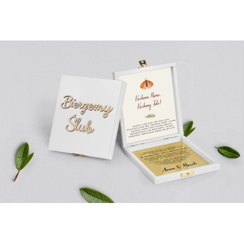 Zaproszenie dla Rodziców - białe Butterflies - Motyw 3