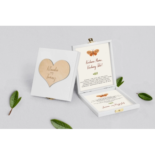 Zaproszenie dla Rodziców - białe Butterflies - Motyw 4