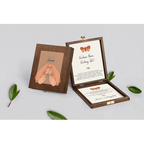 Zaproszenie dla Rodziców - brązowe Butterflies - Motyw 2