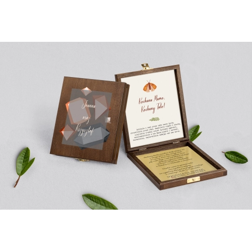 Zaproszenie dla Rodziców - brązowe Butterflies - Motyw 3