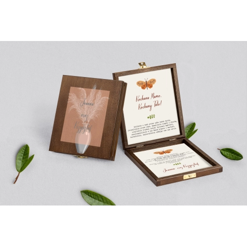 Zaproszenie dla Rodziców - brązowe Butterflies - Motyw 4