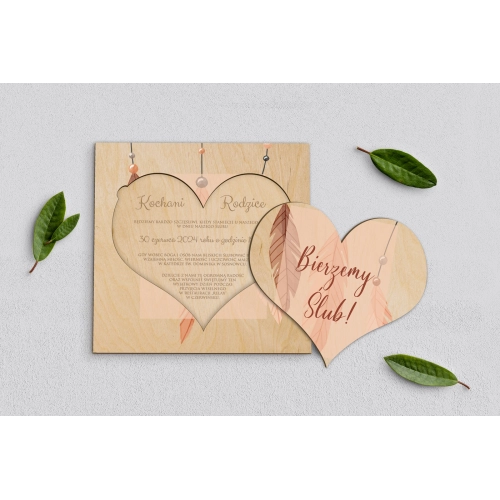 Drewniane Zaproszenie dla Rodziców - Butterflies - Motyw 1