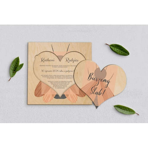 Drewniane Zaproszenie dla Rodziców - Butterflies - Motyw 2