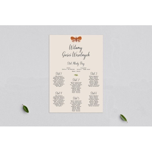 Plan stołów weselnych Butterflies - Motyw 2
