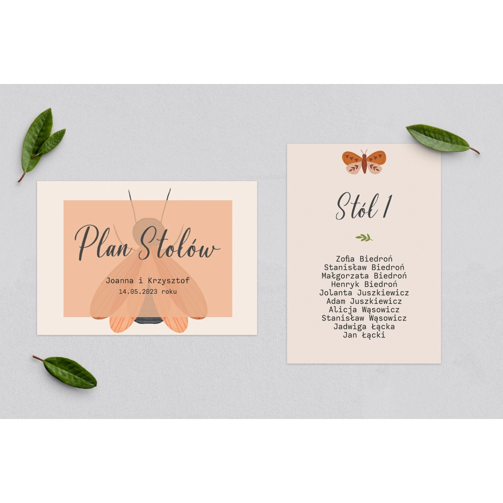 Plan Stołów - Karteczka Butterflies - Motyw 2