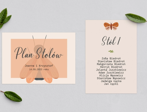 Plan Stołów - Karteczka Butterflies - Motyw 2
