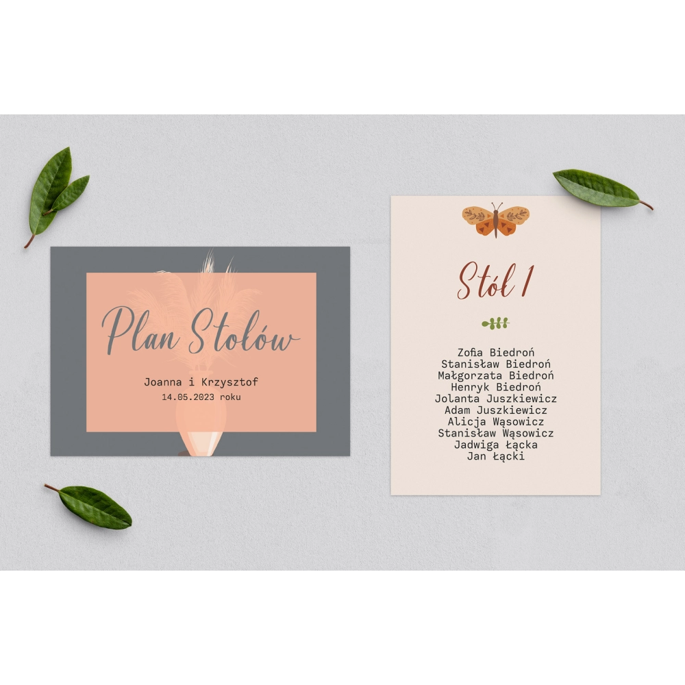 Plan Stołów - Karteczka Butterflies - Motyw 4