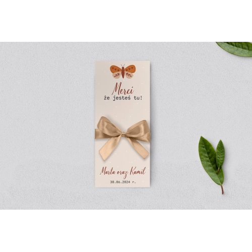 Podziękowanie Merci - Karteczka Butterflies - Motyw 2