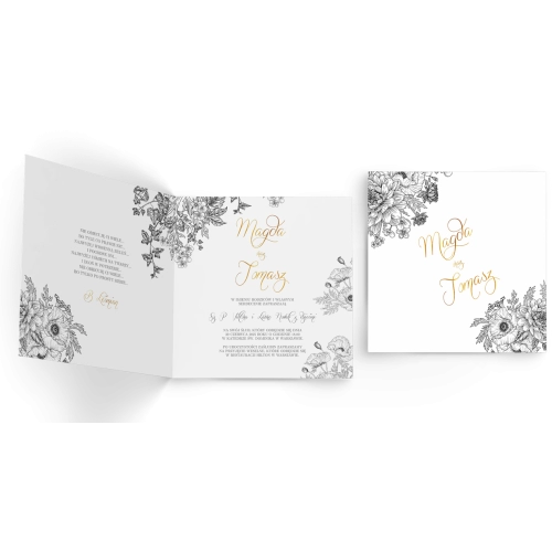 Zaproszenia ślubne Adore - Składane Kwadrat Motyw 2