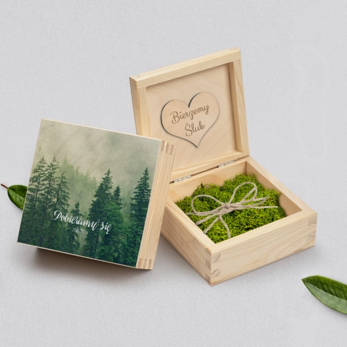 Pudełko na obrączki naturalne - Forest - Motyw 1