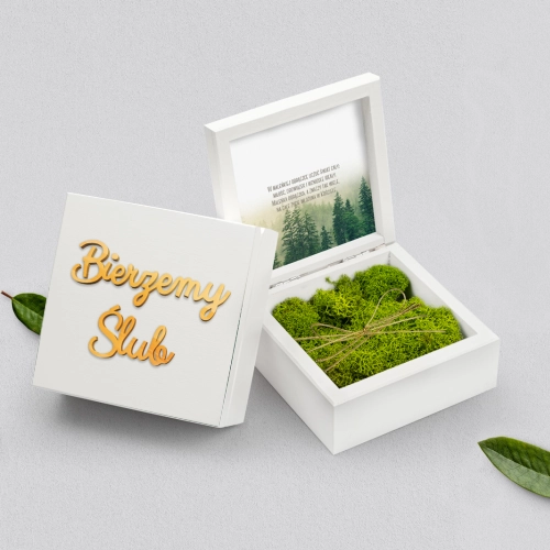 Pudełko na obrączki białe - Forest - Motyw 1