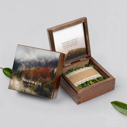 Pudełko na obrączki brązowe - Forest- Motyw 3