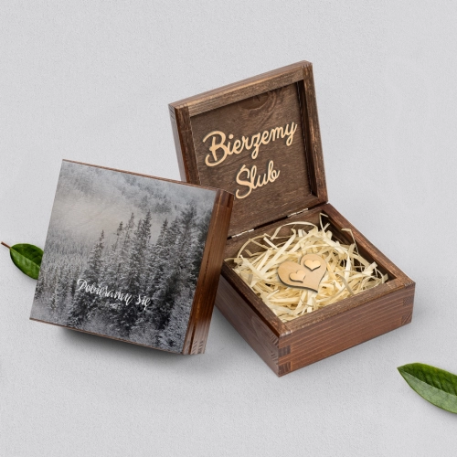 Pudełko na obrączki brązowe - Forest- Motyw 4