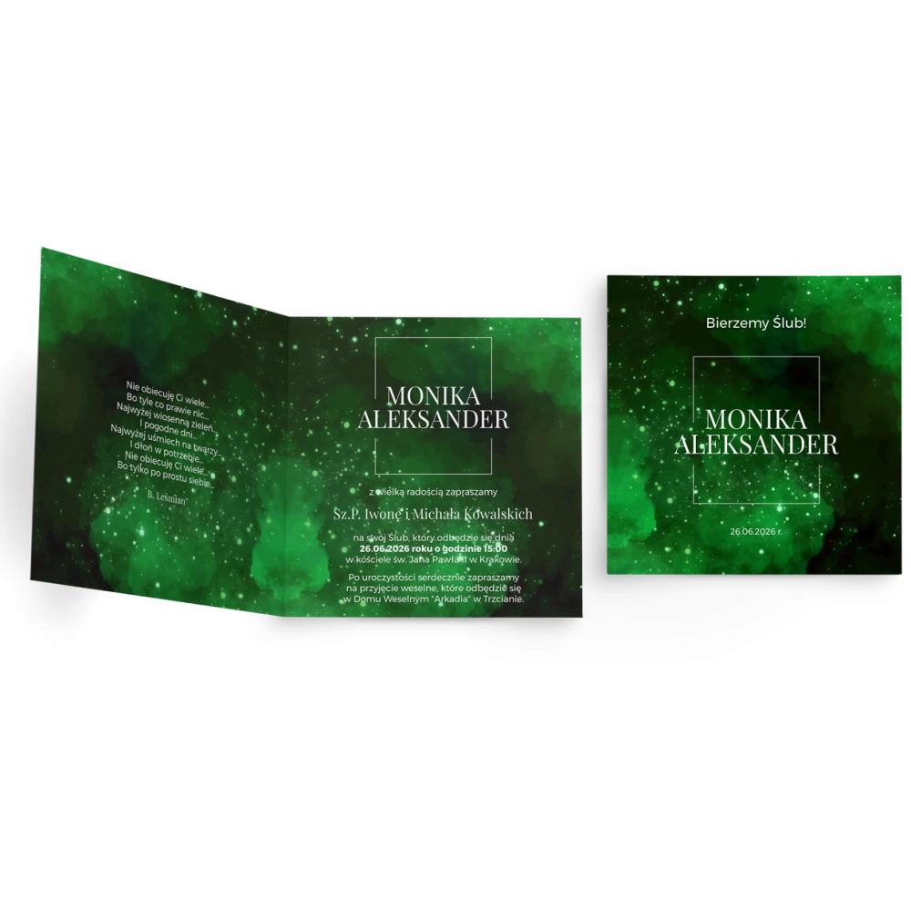 Zaproszenia ślubne Colors of the Sky - Składane Kwadrat Motyw 1