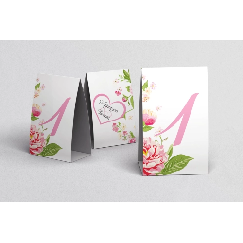 Numerki na stół Serca Kwiat Motyw 1