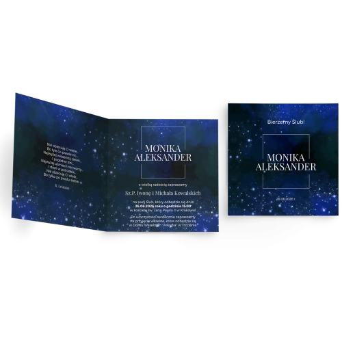 Zaproszenia ślubne Colors of the Sky - Składane Kwadrat Motyw 3