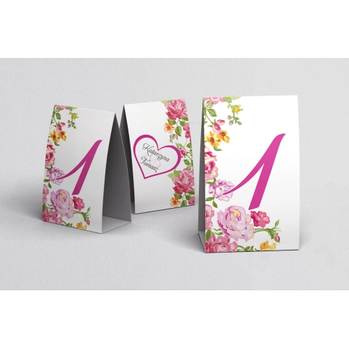 Numerki na stół Serca Kwiat Motyw 3