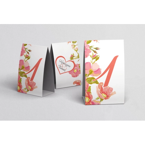 Numerki na stół Serca Kwiat Motyw 6