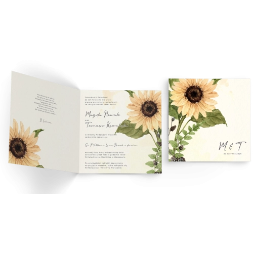 Zaproszenia ślubne Natalie - Składane Kwadrat Motyw 2