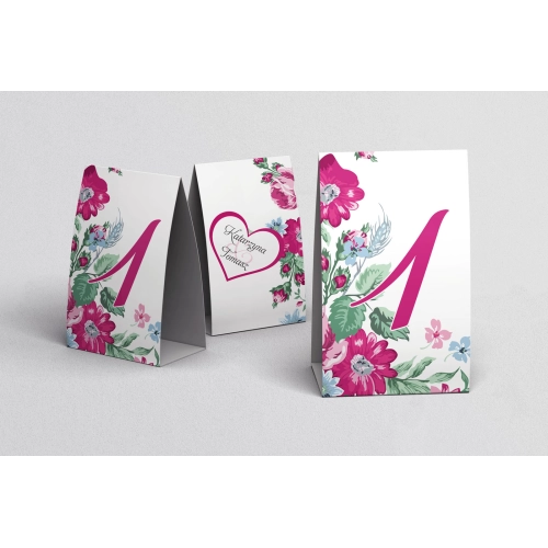 Numerki na stół Serca Kwiat Motyw 10