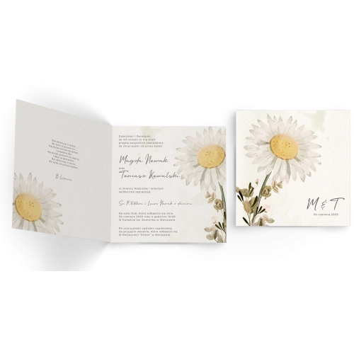 Zaproszenia ślubne Natalie - Składane Kwadrat Motyw 3