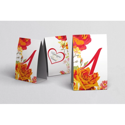 Numerki na stół Serca Kwiat Motyw 13