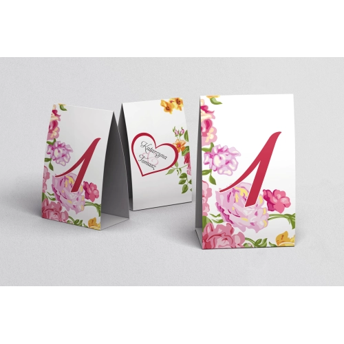 Numerki na stół Serca Kwiat Motyw 14