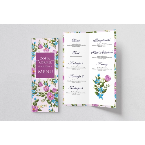 Menu Weselne Kwiatowe Pole Motyw 2