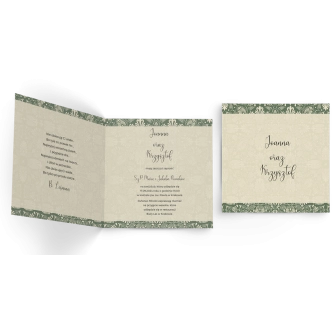 Zaproszenia ślubne Vintage - Składane Kwadrat Motyw 2