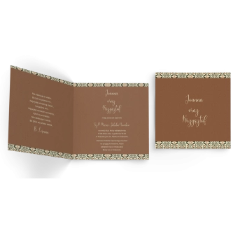 Zaproszenia ślubne Vintage - Składane Kwadrat Motyw 3