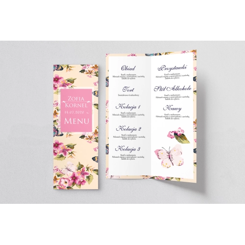 Menu Weselne Kwiatowe Pole Motyw 5