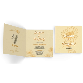 Zaproszenia ślubne Sunflowers - Składane Kwadrat Motyw 1