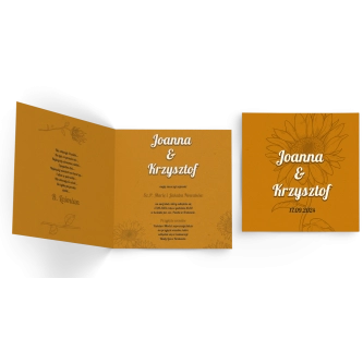 Zaproszenia ślubne Sunflowers - Składane Kwadrat Motyw 3