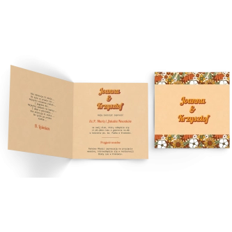 Zaproszenia ślubne Retro Style - Składane Kwadrat Motyw 1