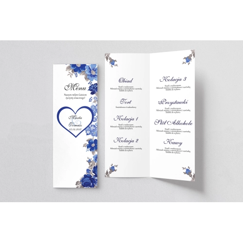 Menu Weselne Serca Kwiat Motyw 2