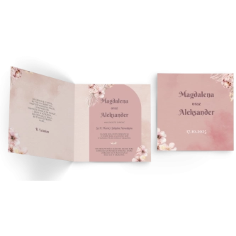 Zaproszenia ślubne Loretta - Składane Kwadrat Motyw 2