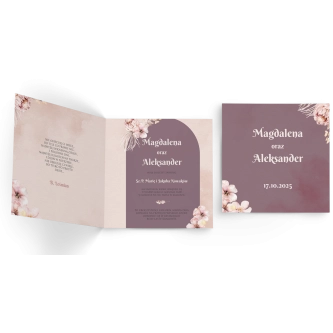 Zaproszenia ślubne Loretta - Składane Kwadrat Motyw 3